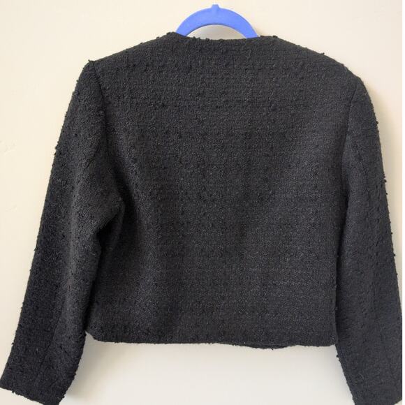 Abercrombie Fitch Collarless Tweed Jacket Black Size Medium - Picture 7 of 8